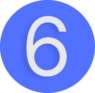 A blue circle with the number six in it.