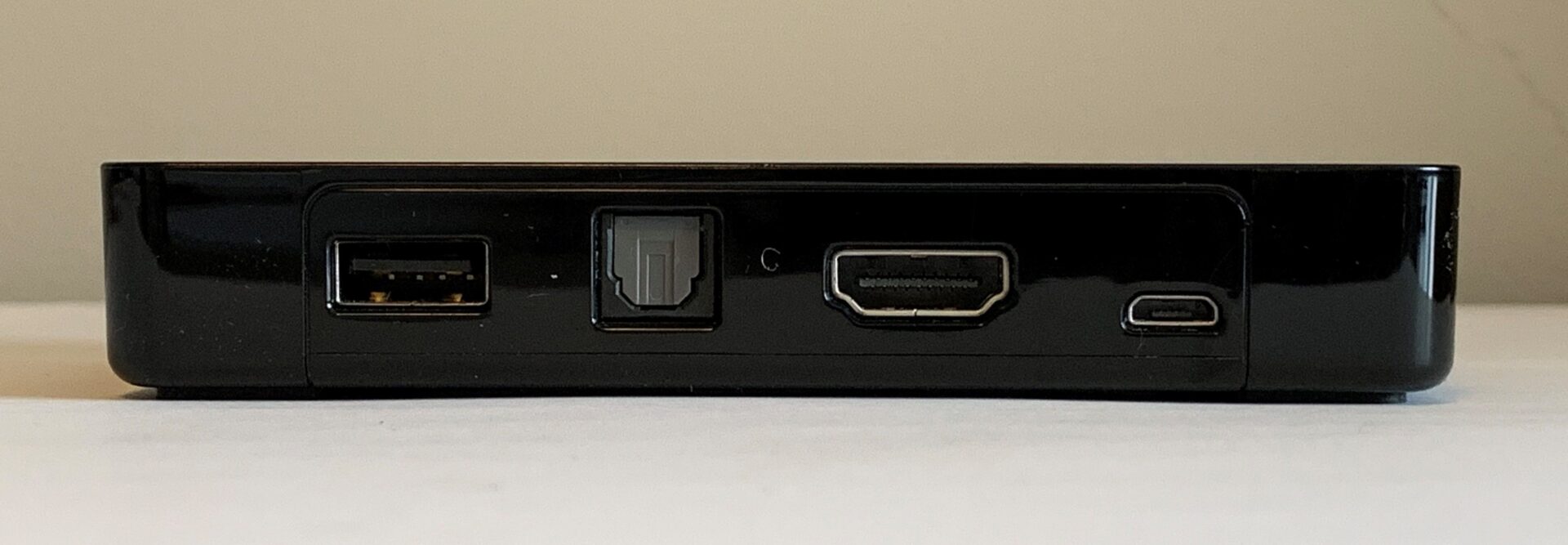 A black box with a hdmi port and a usb port.