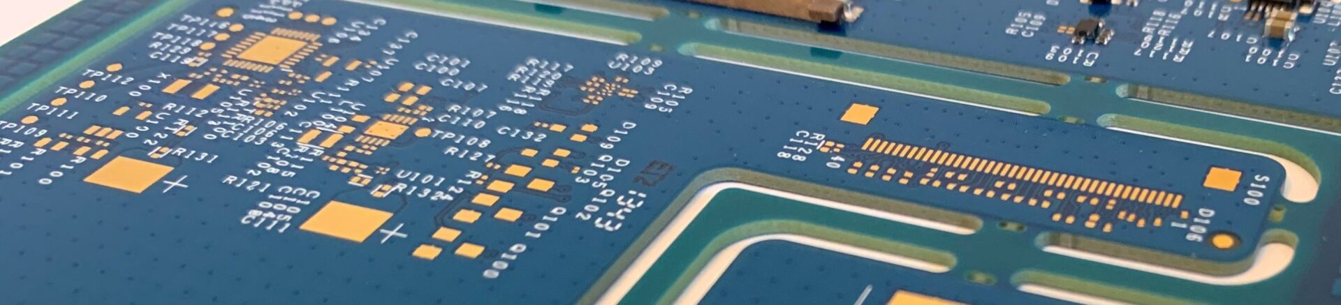 A close up of the printed circuit board